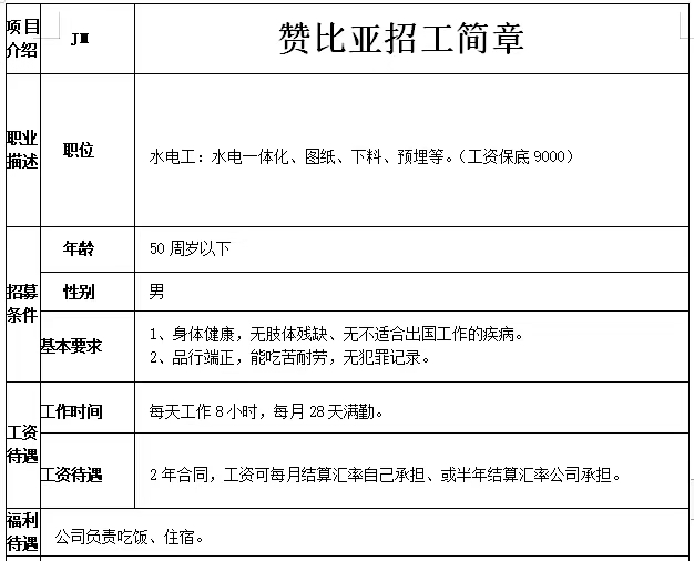 贊比亞：水電工